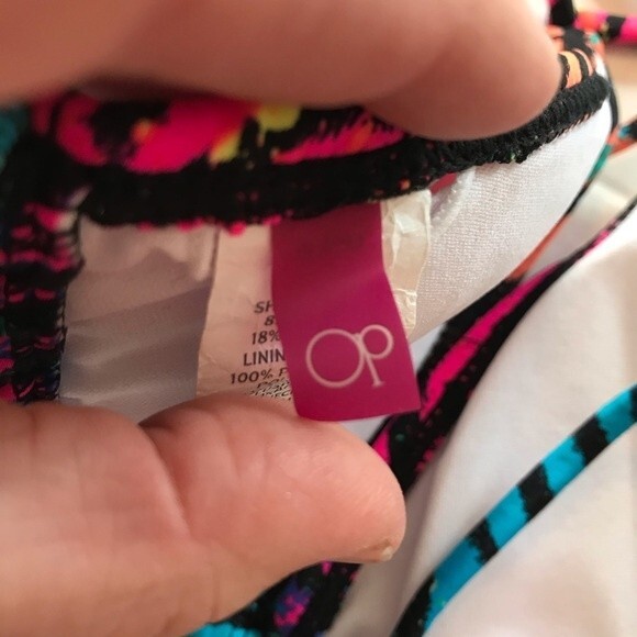 OP Size 3-5 Pink Blue Animal Print Triangle Bikini Lined Adjustable Tie - Picture 5 of 8